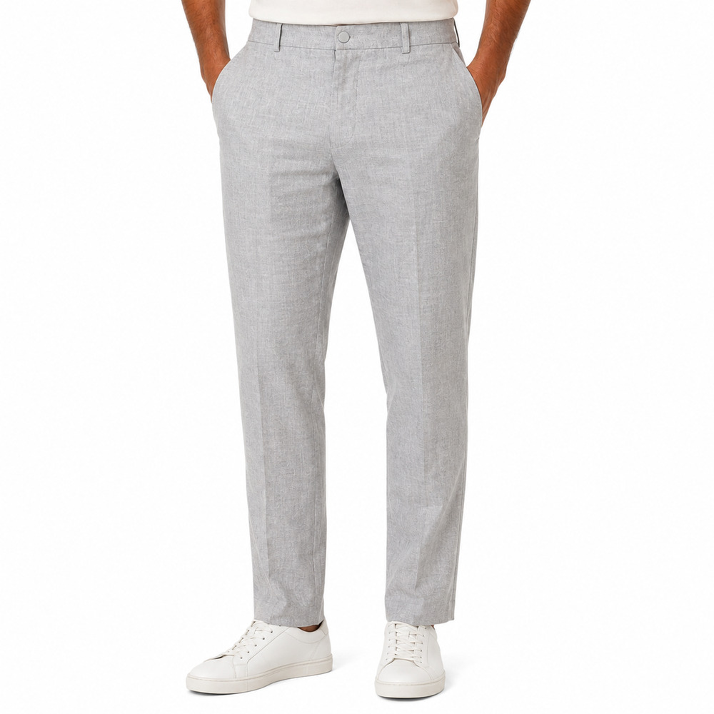 Nordstrom Slim Fit Mens Linen Blend Gray Flat Front Tapered Leg Casual Pants 38